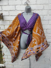 Image 1 of Stevie sari tie top with tassles purple and gold mustard 