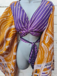 Image 3 of Stevie sari tie top with tassles purple and gold mustard 