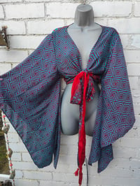Image 1 of Stevie sari fabrics with tassles - purples 