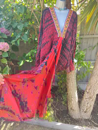 Image 6 of Wanderlust maxi dress Sari tie dye RED upto 18 uk