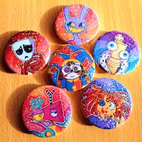 Image 1 of The Amazing Digital Circus 1.75 Inch Holographic Pin Buttons