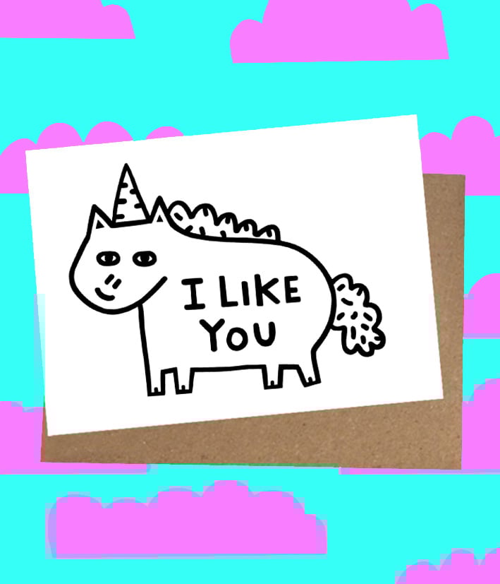 Image of I Like You Unicorn Card