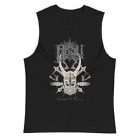 Image 1 of ABSU - CNIHTHAD Ó TANISTRY (VINTAGE WHITE & GREY PRINT) MUSCLE SHIRT