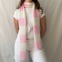 Image 3 of Pink and White Stripe Scarf