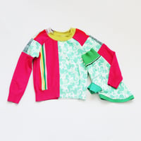 Image 3 of rainbow stripe seahorse colorful happy patchwork 5T courtneycourtney long sleeve raglan sweater pink