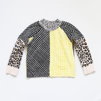 Image 1 of plaid animal print yellow black gold patchwork 4T courtneycourtney long sleeve raglan sweater 