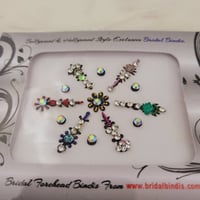 Image 1 of Fancy Shape Wedding Bindis in Multi Color Crystal & Beads
