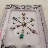 Image 2 of Fancy Shape Wedding Bindis in Multi Color Crystal & Beads