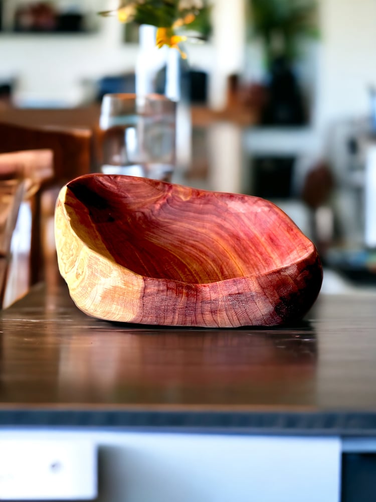 Image of Carved Cedar Decorative/Serving Bowl