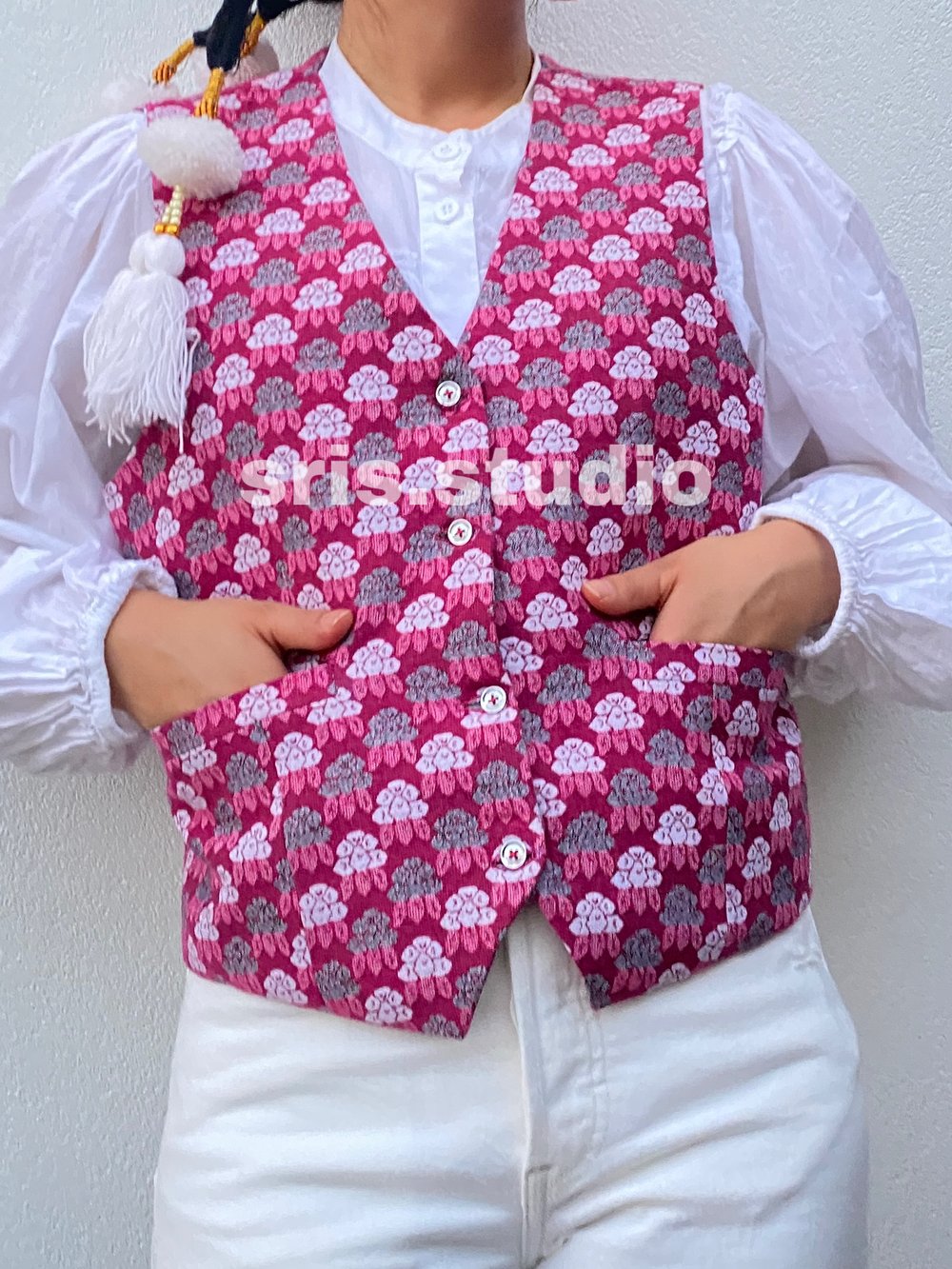 Image of Dhaka Vest in Pink