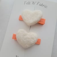 Image 2 of Felt Heart clip //  Tangerine coral  // Posie Collection