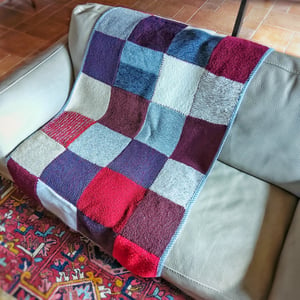Couverture plaid vintage en carreaux de laine "Norma" 170 cm x 85 cm