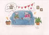 Knitting Friends SIGNED PRINT