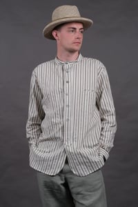 Image 2 of BED SHIRT - Ecru+brown Stripe £195.00