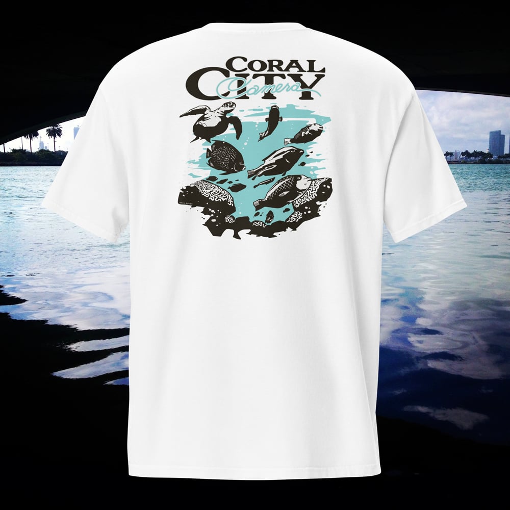 Image of Coral City Camera Sunset Pocket Tee