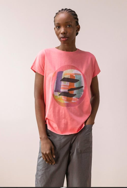 Image of 1- Camiseta amplia rosa
