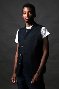 Image 2 of Clayton Gilet - Navy linen £215.00