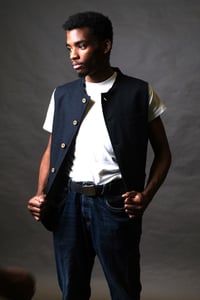 Image 3 of Clayton Gilet - Navy linen £215.00