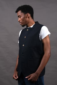 Image 4 of Clayton Gilet - Navy linen £215.00