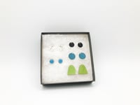Image 3 of Black, Green and Teal Interchangeable Earrings