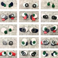 Image 2 of Red, Navy, Green, Pink and Light Blue Interchangeable Earrings