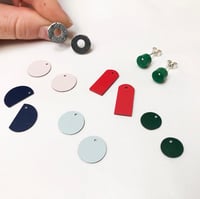Image 1 of Red, Navy, Green, Pink and Light Blue Interchangeable Earrings