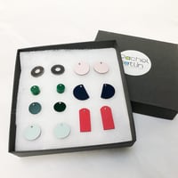 Image 3 of Red, Navy, Green, Pink and Light Blue Interchangeable Earrings