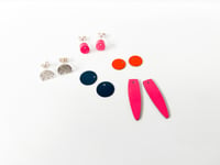 Image 1 of Pink, Navy and Orange Interchangeable Earrings set