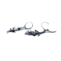 Image 4 of Small Olive Branch earrings in oxidized sterling silver (GAZA FUNDRAISER)