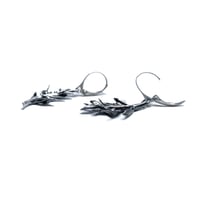 Image 4 of Small Olive Branch earrings in oxidized sterling silver (Gaza fundraiser)