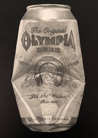 Olympia 16oz Graphite can print. Black Background.