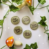 Image 1 of Cottagecore Pronoun Pinback Buttons