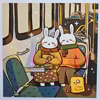 Image 1 of Bus Ride Home Bunnies Art Print