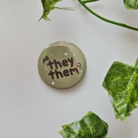 Image 2 of Cottagecore Pronoun Pinback Buttons