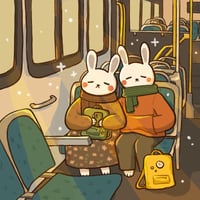 Image 3 of Bus Ride Home Bunnies Art Print