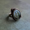 Bohemian Earthy Mossy Oval Opal Antique Bronze Ring