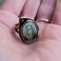 Image 3 of Bohemian Earthy Mossy Oval Opal Antique Bronze Ring