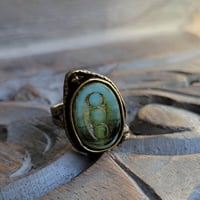Image 5 of Bohemian Earthy Mossy Oval Opal Antique Bronze Ring