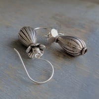 Image 3 of Silver Squash Blossom-Style Southwestern Earrings