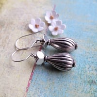 Image 4 of Silver Squash Blossom-Style Southwestern Earrings