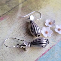 Image 5 of Silver Squash Blossom-Style Southwestern Earrings