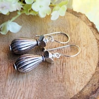 Image 1 of Silver Squash Blossom-Style Southwestern Earrings