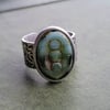 Bohemian Earthy Mossy Oval Opal Antique Silver Ring