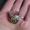 Bohemian Earthy Mossy Oval Opal Antique Silver Ring