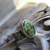 Bohemian Earthy Mossy Oval Opal Antique Silver Ring