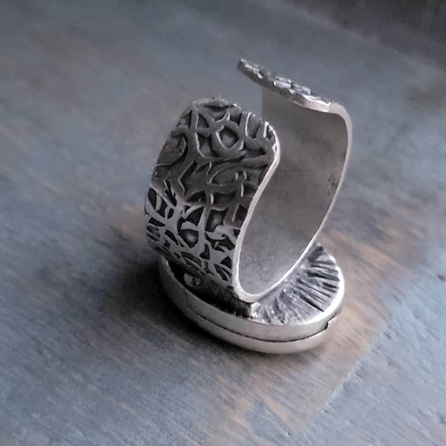 Bohemian Earthy Mossy Oval Opal Antique Silver Ring