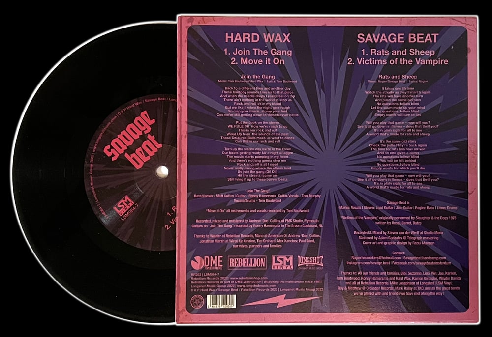SAVAGE BEAT / HARD WAX split 7" EP
