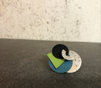 Image 1 of Black, Teal and Green Dashes Interchangeable Brooch