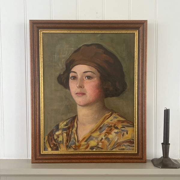 Image of 1940's, Swedish, 'Lady in Brown Beret', M FRECHETTE