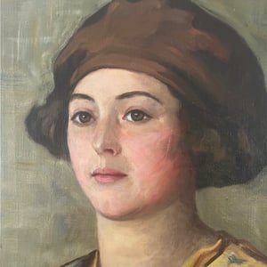 Image of 1940's, Swedish, 'Lady in Brown Beret', M FRECHETTE